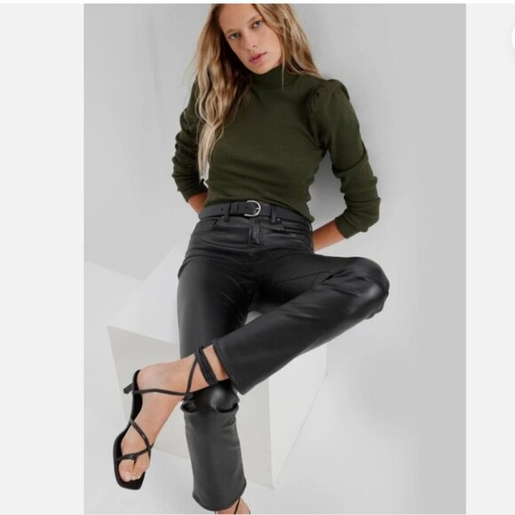 GAP High Rise Vegan Leather Vintage Slim Ankle Jeans Black Size 30/10 RT$90 NEW - Picture 2 of 15